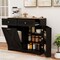Tilt Out Wooden Trash Can Cabinet with 3 Position Adjustable Shelf and Power Outlets